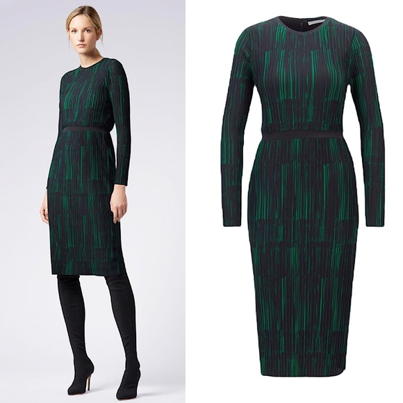 Hugo Boss Dresses & Skirts - HUGO BOSS Etizia collection print green blue pleated dress MED new without tags
